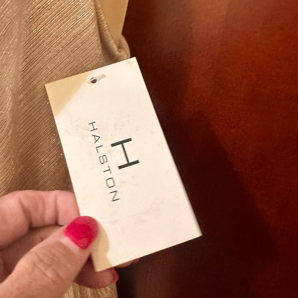 H by‎ Halston Shimmering Beige Midi Dress NWT - Picture 12 of 13